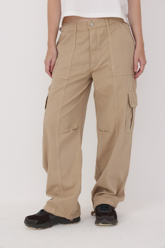 Jean Cargo Gabardina Tiro Medio Mujer System Basic