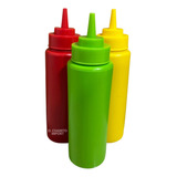 Dispensador De Salsas Condimentos Botella Plastico Pack De 3