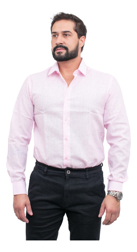 Camisa Social Masculina Linho Italiano Slim Fit Premium