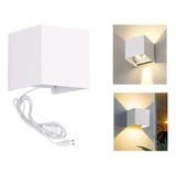 Foco Muro Cubo Blanco Enchufe Interruptor Led