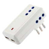 Adaptador Triple Con 2 Usb Blanco