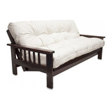 Futon Con Colchon Madera Maciza Paraiso 2 Plazas Ecocuero