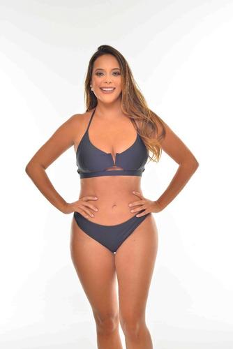 Conjunto De Biquini V Aro Calcinha Fio Dental Liso Verão 