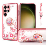 Funda Para Samsung Galaxy S23 Ultra Soporte Mariposa Rosa