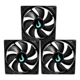 Kit 3 Cooler Fan Ventoinha 120mm Preto Risemode Pc Gabinete