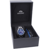 Relógio Orient Masculino Automático F49ss014 Azul 300m Cor Da Correia Prateado Cor Do Bisel Preto