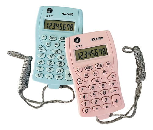 Kit 2 Mini Calculadoras Pequena De Bolso Escolar Rosa E Azul