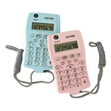 Kit 2 Mini Calculadoras Pequena De Bolso Escolar Rosa E Azul