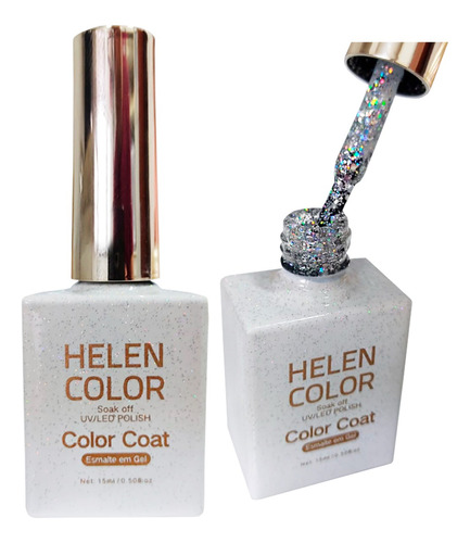 Esmalte Em Gel Com Brilho Glitter Holográfico Helen Color