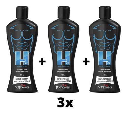 Kit C/ 3 Sabonetes Intímos Masculino H Ice 130ml Hotflowers