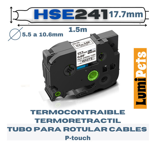 Cinta Termocontraible Hse-241 Para Rotuladora Brother 18mm