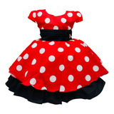 Vestido Festa Minnie Vermelho Promoção 1 Ao 4 + Bico De Pato