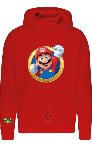Poleron Super Mario Bros - Niño - Adulto - Rojo - Super Mario - Estampaking