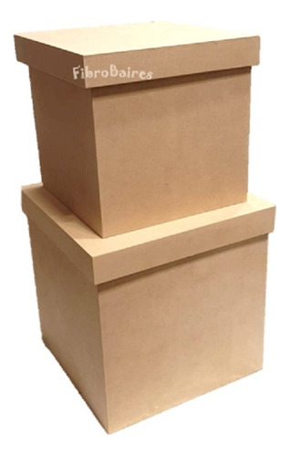 Caja Cubo Fibrofacil Con Tapa Lisa  20 X 20 X 20 Cm