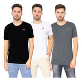 Remeras Lisas De Hombre Pack X3 Logo Bordado Lisas #3rl-p 