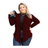 Cardigan Casaquinho Plus Size Feminina Manga Longa Kimono