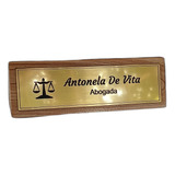 Placa Para  Escritorio Base De Madera Abogados Oficinas