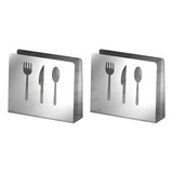 Kit 2 Lindos Porta Guardanapos Em Aço Inox - 10x12x3,5 Cm