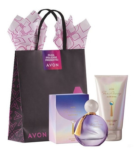 Presente 3 Kit  Far Away Aurora Lançamento Perfume Feminino