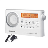 Radio Portatil Am Fm Digital Sangean Prd4 Alarma Reloj Luz Color Blanco
