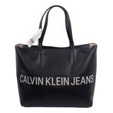 Bolsa Tote Calvin Klein Negro Letras Blancas Con Cubrepolvo