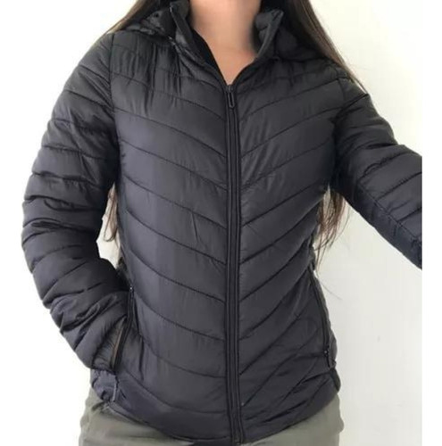 Campera Inflable Pluma Sintetica Y Piel De Dama Fit Slim