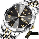 Reloj Olevs Diamond De Lujo Con Calendario Impermeable Color Del Fondo Silver Golden Black