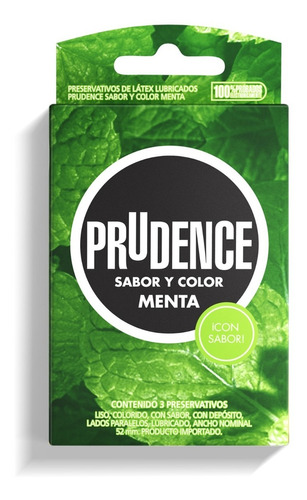 Preservativo Prudence Menta, 1 Caja, 3 Unidades
