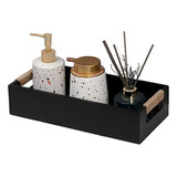 Caja Decorativa Para Baño - Rustica - Negra