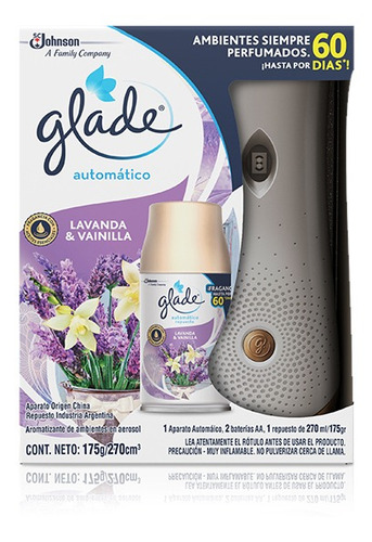 Glade Matic Kit Aromatizador De Ambiente Lavan Vainilla 