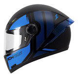 Casco Integral Ich 501 Sp Shot Negro Mate Azul Visor Tr