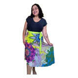 Saída Envelope Plus Size Transpassada Mandala Flor Verde G2