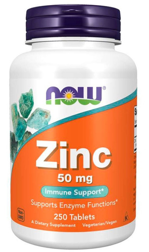 Suplemento Em Comprimidos Now Foods Zinco Minerais Em Frasco 250 Un