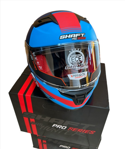 Casco Shaft Sh545 Azul Rojo Mate Mustang Cerrado P