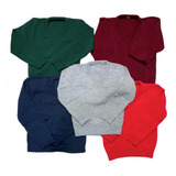 Sweater Colegial Talle 18 Al 24 Azul Verde Cuello V Pack X3