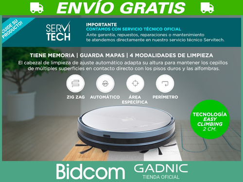 Aspiradora Robot Gadnic Limpia Pisos Inteligente Control App