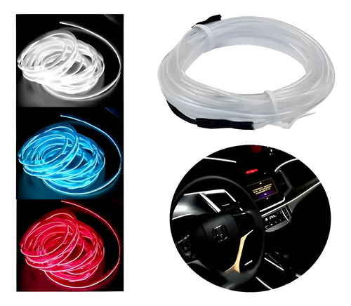 Tira Led Luz Fria Moldura Interior Decorativa Usb 5m Auto