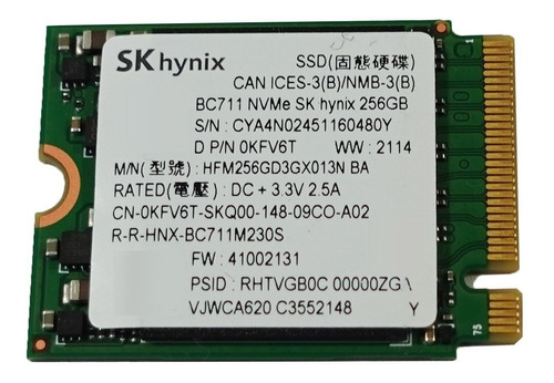 Disco Sólido Ssd Sk Hynix Bc711 256gb M.2 2230 Pcie Nvme Oem