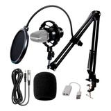 Microfono Condenser Kit Brazo Articulado Filtro Araña Radio