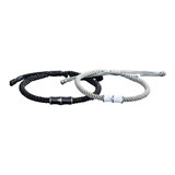 Duo Pulseras Trenza Plata 925 Parejas Bambu Minimalista B402