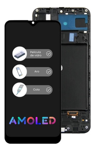 Tela Display Touch Frontal A20 A205 Amoled + Cola + Pelicula