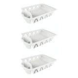 Set X3 Escurridor Secaplatos Plastico Cubiertos Seca Platos