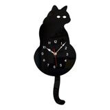 Reloj Colgante Silencioso Con Forma De Gato Con Cola Ondulan