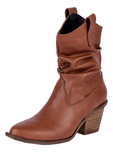 Bota Vaquera Color Tan Fratello Para Mujer 0150-v