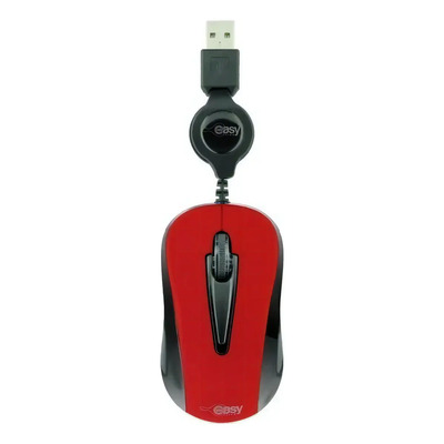 Mini Mouse Óptico Retráctil Usb Easy Line Rojo 1000 Dpi Ambidiestro