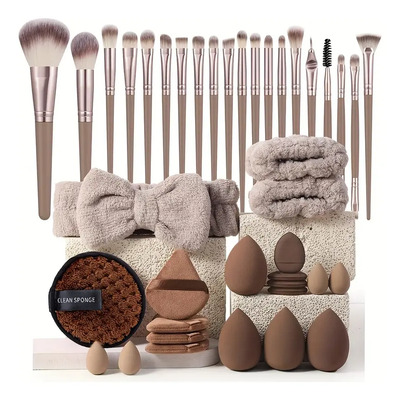 Brochas Maquillaje Profesional Y Herramientas Cosméticas 40p Color Marrón | MercadoLibre