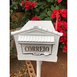 Caixa De Correio Pedestal Estilo Americana Branco/prata 