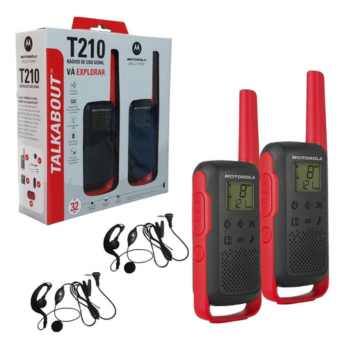 2 Rádios Comunicador Talkabout T210br Com Fone Simples Ptt  