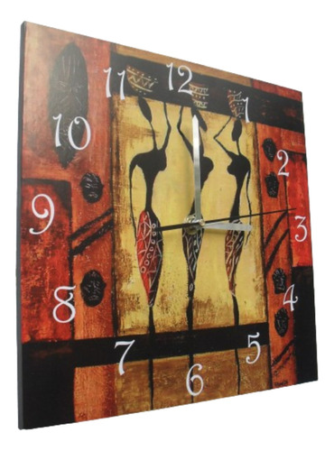 Reloj Arte Pictorico Africano 25x25cm Mujeres Africanas