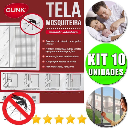 Kit 10 Telas Janela Anti Inseto Pernilongo Mosquito Mosca